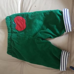 Baby Boden green corduroy bottoms lined 0-3 apple